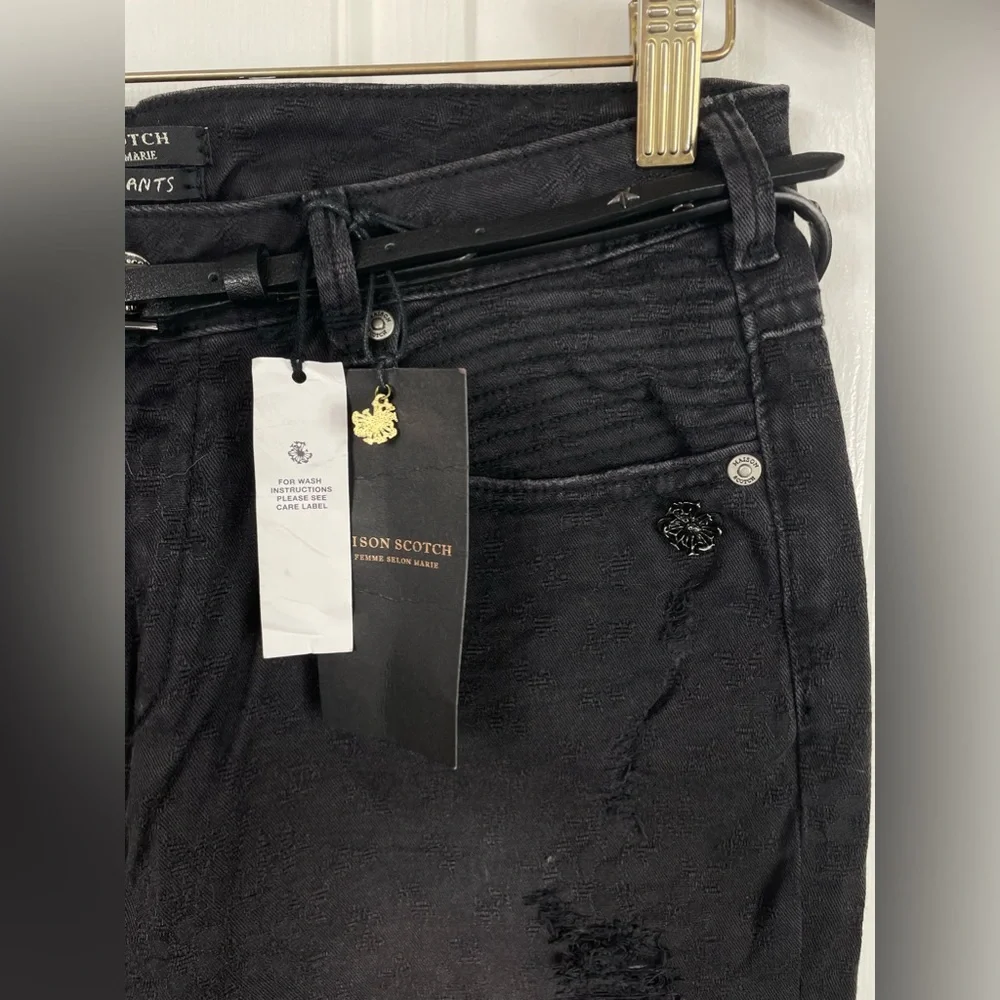 NWT $189 Maison Scotch 27 Jeans Mademoiselle Taped Leg Pants Distressed Women’s - Picture 3 of 16